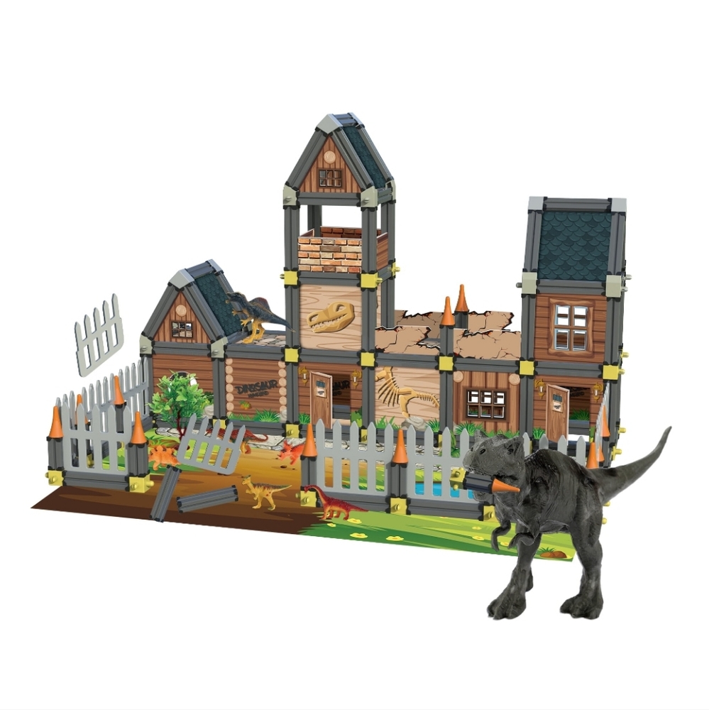 : NIB boys version of a build it yourself diy Dinosaur dollhouse dinosaurs world